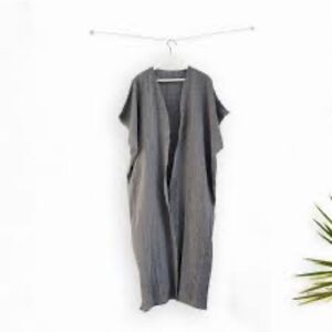 Loom Sleeveless Cotton Long Gray Kimono sz OS
